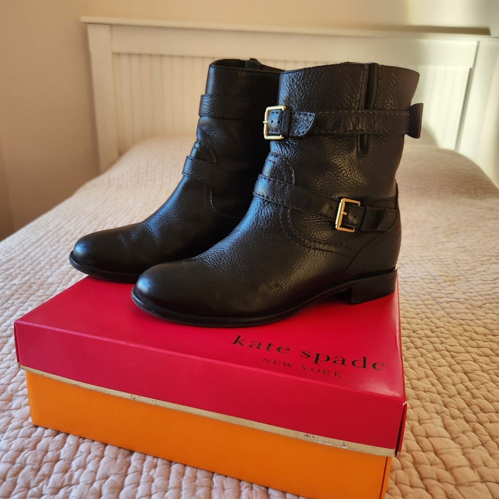 Kate spade black biker boots 8.5